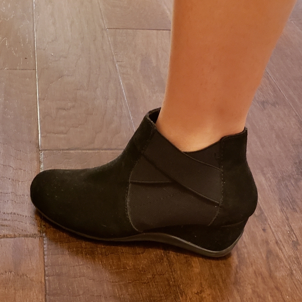 Suede black booties